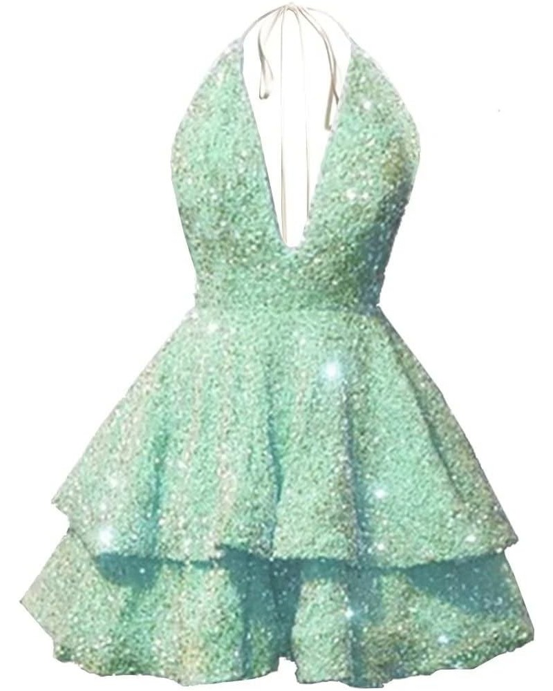 Sequin V Neck Homeming Dresses for Women Prom Dress Short Evening Gowns Formal Mint $31.20 Dresses