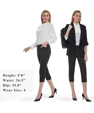 Women's Capri Pant with 4 Pockets Dress Pants for Casual Summer Crop Slacks Stretch Business Work Capris 02-charcoal $11.75 P...