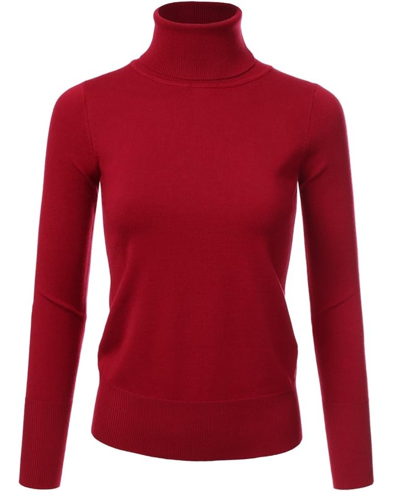 Women's Long Sleeve Turtle Neck Knit Sweater Top with Plus Size Awtstl0377_red $12.47 Sweaters