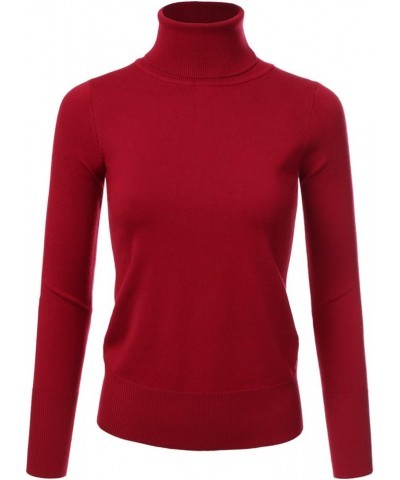 Women's Long Sleeve Turtle Neck Knit Sweater Top with Plus Size Awtstl0377_red $12.47 Sweaters