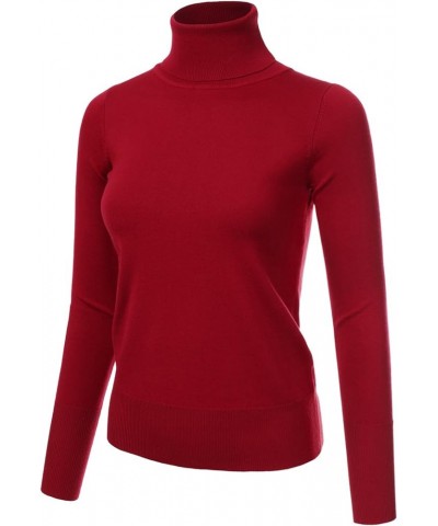 Women's Long Sleeve Turtle Neck Knit Sweater Top with Plus Size Awtstl0377_red $12.47 Sweaters