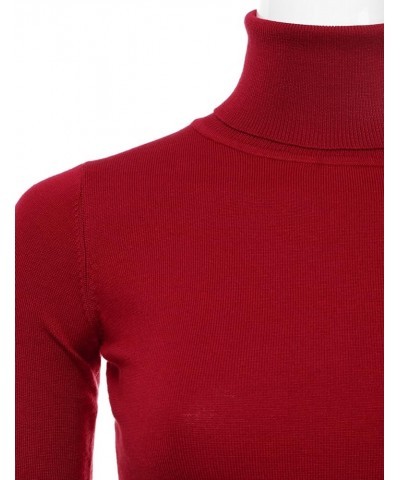 Women's Long Sleeve Turtle Neck Knit Sweater Top with Plus Size Awtstl0377_red $12.47 Sweaters