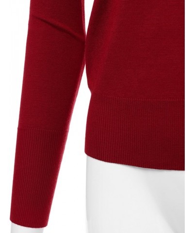 Women's Long Sleeve Turtle Neck Knit Sweater Top with Plus Size Awtstl0377_red $12.47 Sweaters