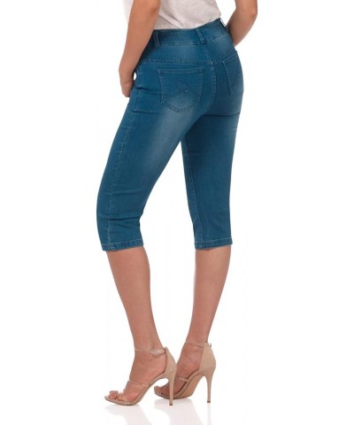 Secret Figure Womens Capri Jeans, Extra Comfort Pull-On Stretch Denim Capri Jeans with Snap Detail Malibu Blue Sandblast $23....