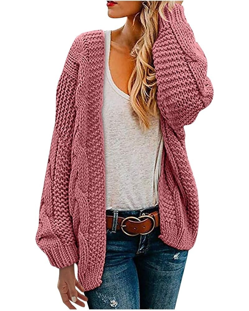 Cardigan Sweater Women Cable Kint Long Sleeve Open Front Button Chunky Outwear Loose Ladies Sweaters with Pockets A 08 Waterm...