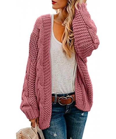 Cardigan Sweater Women Cable Kint Long Sleeve Open Front Button Chunky Outwear Loose Ladies Sweaters with Pockets A 08 Waterm...