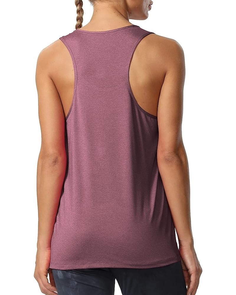 Workout Long Tank Tops for Women Plus Size Loose Fit Athletic Exercise Gym Muscle Sleeveless Shirts Tops Racerback-light Wine...