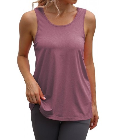 Workout Long Tank Tops for Women Plus Size Loose Fit Athletic Exercise Gym Muscle Sleeveless Shirts Tops Racerback-light Wine...