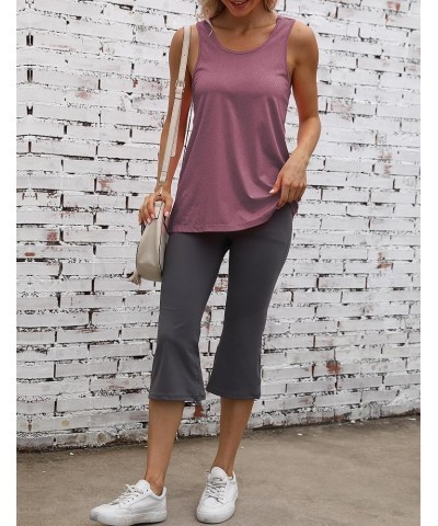 Workout Long Tank Tops for Women Plus Size Loose Fit Athletic Exercise Gym Muscle Sleeveless Shirts Tops Racerback-light Wine...