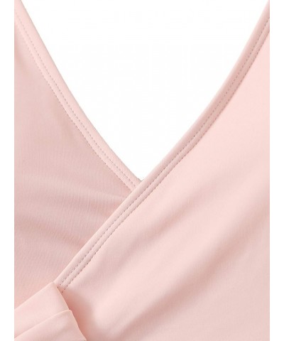 Women's Two Pieces Swimsuit Solid Color Tie Side Top High Waisted Bikini Set Plain Pink $13.63 Swimsuits