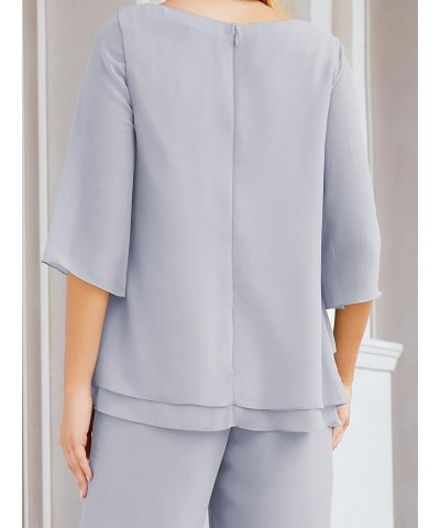 Chiffon Mother of The Bride Dress Plus Size Pant Suits Ruffle Layers Dusty Lavender $37.50 Suits