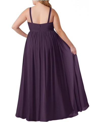 LCSEWIDY Floor-Length Chiffon Bridesmaid Dress - Sleeveless V-Neck A-Line/Princess Gown with Pleated Details and Leg Slit Plu...