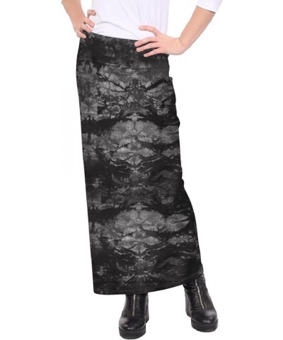 Women's Modest Cotton Stretch Long Maxi Pencil Skirt Black Batik $27.67 Skirts