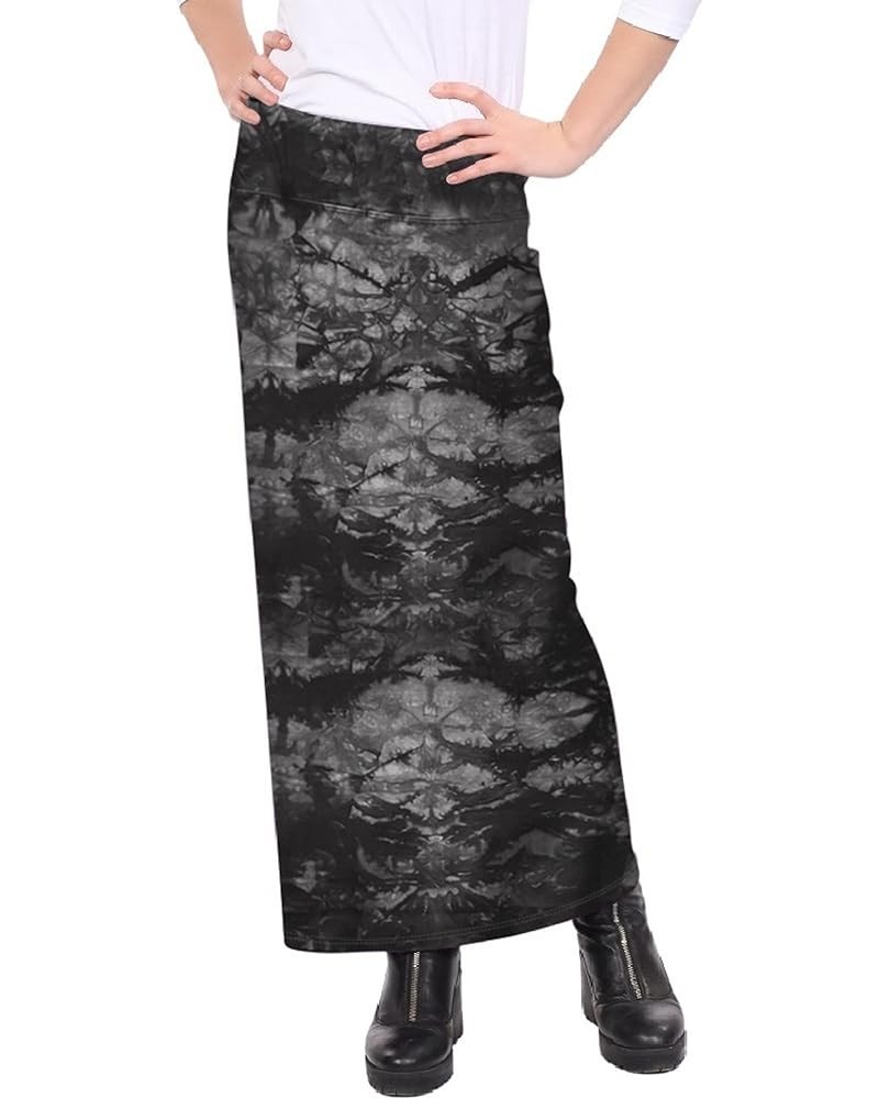 Women's Modest Cotton Stretch Long Maxi Pencil Skirt Black Batik $27.67 Skirts