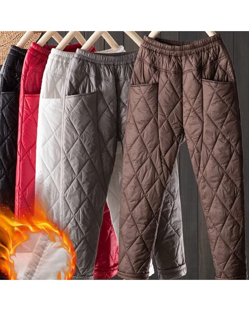 Women Thick Long Trousers Cotton Padded Quilted Pants Outdoor Winter Warm Casual XX-Large White $19.79 Pants