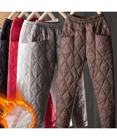 Women Thick Long Trousers Cotton Padded Quilted Pants Outdoor Winter Warm Casual XX-Large White $19.79 Pants