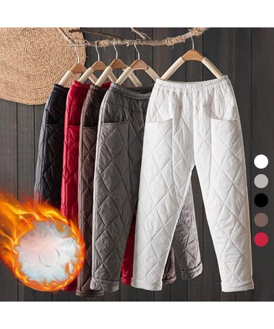 Women Thick Long Trousers Cotton Padded Quilted Pants Outdoor Winter Warm Casual XX-Large White $19.79 Pants