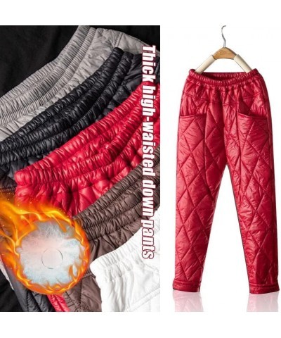 Women Thick Long Trousers Cotton Padded Quilted Pants Outdoor Winter Warm Casual XX-Large White $19.79 Pants