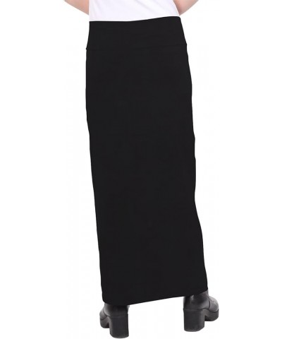 Women's Modest Cotton Stretch Long Maxi Pencil Skirt Black Batik $27.67 Skirts