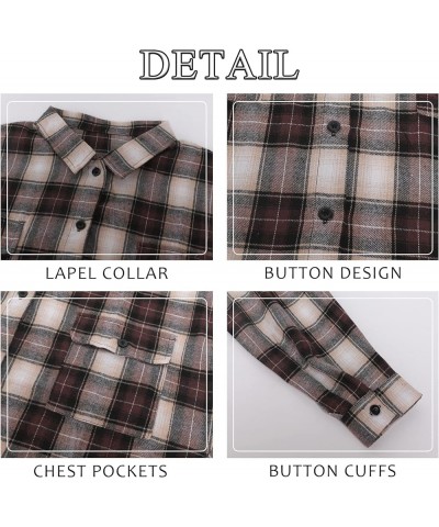 Womens Flannel Plaid Shirts Oversized Boyfriend Button Down Shirts Buffalo Plaid Shirt Blouse Casual Work Tops Brown $10.54 B...