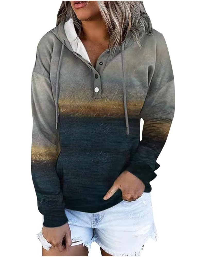 Hoodie for Women 2024 Simple Crewneck Sweatshirt Drawstring Loose Pullover 1/4 Zip Pullover Tops with Pockets 03_gray $10.06 ...