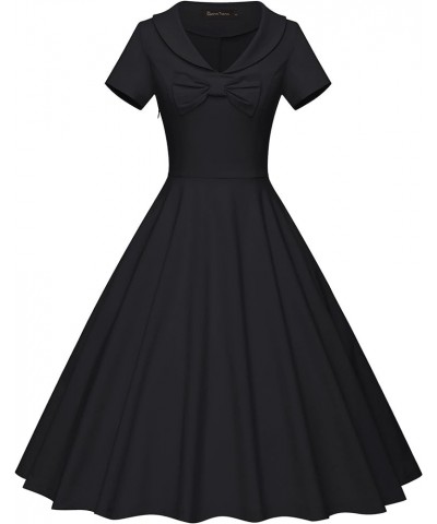 Women's 1950s Vintage Dresses Cocktail Homecoming Prom Swing Dress with Pockets Black $21.12 Dresses