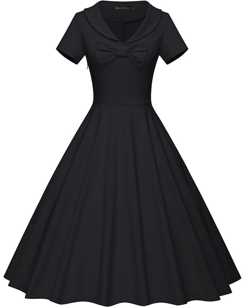 Women's 1950s Vintage Dresses Cocktail Homecoming Prom Swing Dress with Pockets Black $21.12 Dresses