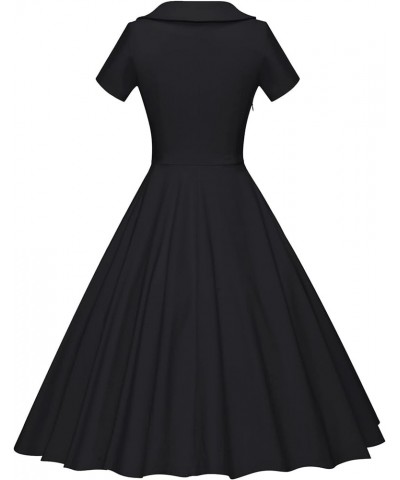 Women's 1950s Vintage Dresses Cocktail Homecoming Prom Swing Dress with Pockets Black $21.12 Dresses