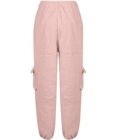 Womens Cargo Sweatpants Wide Leg Pants for Women High Waisted Lounge Baggy Jogger with Pockets Outifits Ac-pink $8.49 Pants