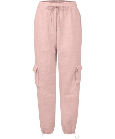 Womens Cargo Sweatpants Wide Leg Pants for Women High Waisted Lounge Baggy Jogger with Pockets Outifits Ac-pink $8.49 Pants