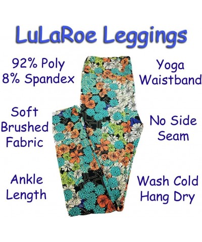 One Size OS Floral Buttery Soft Womens Leggings fit Adult Sizes 2-10 OS-4366-AQ Multicoloured $18.13 Leggings