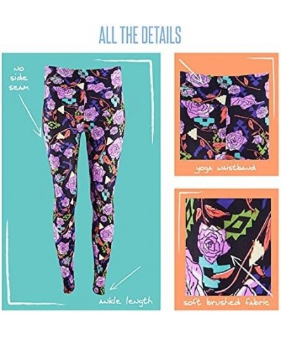 One Size OS Floral Buttery Soft Womens Leggings fit Adult Sizes 2-10 OS-4366-AQ Multicoloured $18.13 Leggings