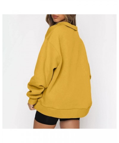 Women's Long Sleeve Quarter Zip Sweatshirt Casual Fall Winter Solid Color Hoodies Y2K Oversized Pullover Tops 21yellow $8.90 ...