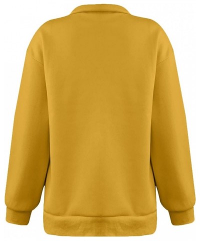 Women's Long Sleeve Quarter Zip Sweatshirt Casual Fall Winter Solid Color Hoodies Y2K Oversized Pullover Tops 21yellow $8.90 ...