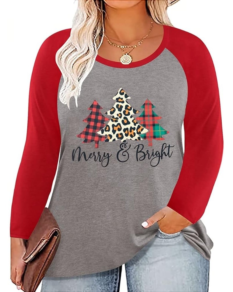 Plus Size Tops for Women Raglan Long Sleeve Colorblock Leopard Halloween Chirstmas Autumn Fall Winter Spring XL-5XL 9_ C5_ Xm...