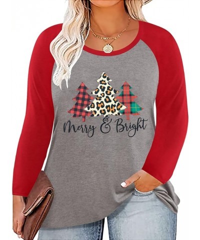 Plus Size Tops for Women Raglan Long Sleeve Colorblock Leopard Halloween Chirstmas Autumn Fall Winter Spring XL-5XL 9_ C5_ Xm...