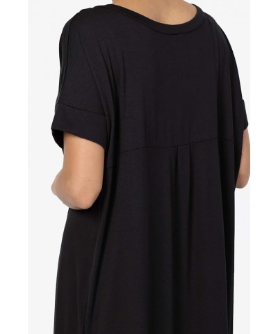 Women's Casual Short Sleeve Viscose Jersey Relaxed T-Shirt Slit Long Maxi Dress Black $16.82 Dresses