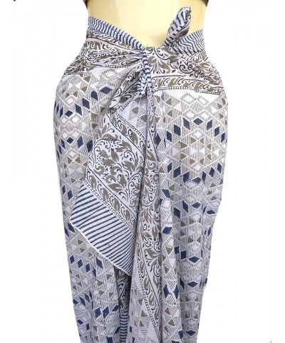 100% Cotton Hand Block Print Sarong Womens Swimsuit Wrap Cover Up Long (73" x 44") Blue 8 $12.94 Swimsuits