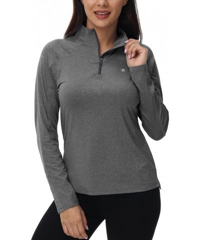 Women's UPF 50+ Sun Protection Shirt Golf Polo T-Shirt Quarter Zip Pullover Long Sleeve Rash Guard Dark Grey $10.63 Shirts