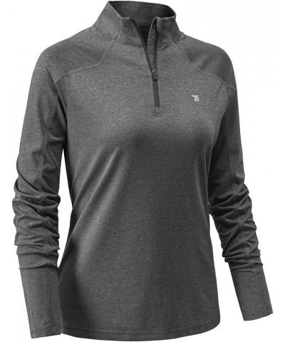 Women's UPF 50+ Sun Protection Shirt Golf Polo T-Shirt Quarter Zip Pullover Long Sleeve Rash Guard Dark Grey $10.63 Shirts