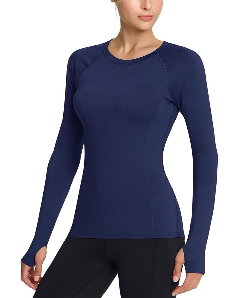 1 or 2 Pack Women's Thermal Long Sleeve Tops, Mock Turtle & Crew Neck Shirts, Fleece Lined Compression Base Layer Round Neck ...