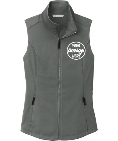 Women L906 Custom Personalized Embroidery Logo Texts Collective Smooth Fleece Vests Grey $19.60 Vests