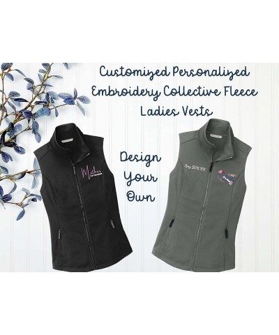 Women L906 Custom Personalized Embroidery Logo Texts Collective Smooth Fleece Vests Grey $19.60 Vests