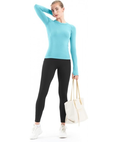 Seamless Workout Shirts for Women Long Sleeve Yoga Tops Sports Running Shirt Breathable Athletic Top Slim Fit Ultramarine $15...