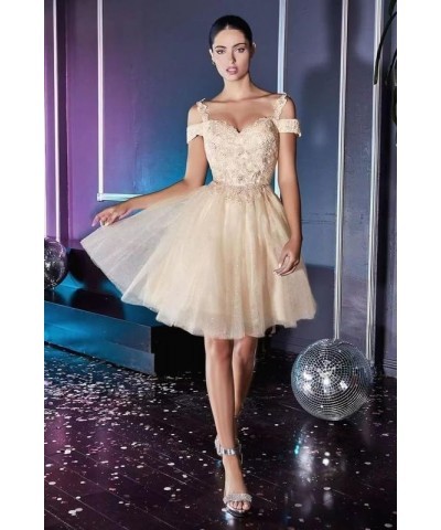 Women's Tulle Lace Applique Homecoming Prom Dresses 2024 Cold Shoulder Sparkly Short Beaded Cocktail Party Gowns Lavender $28...