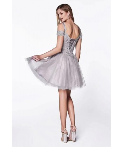 Women's Tulle Lace Applique Homecoming Prom Dresses 2024 Cold Shoulder Sparkly Short Beaded Cocktail Party Gowns Lavender $28...