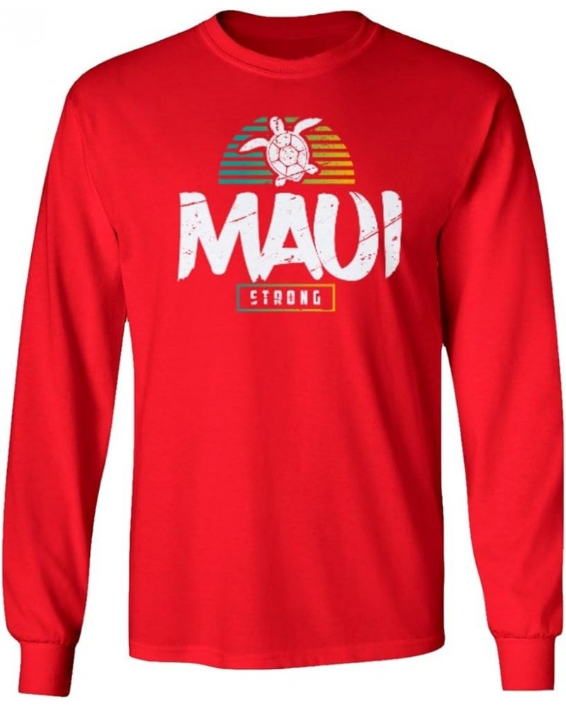 Maui Strong Retro Lahaina Hawaii Wildfire Fight Long Sleeve T-Shirt Red $17.68 T-Shirts