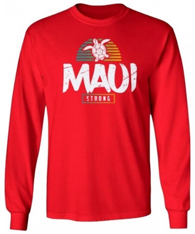 Maui Strong Retro Lahaina Hawaii Wildfire Fight Long Sleeve T-Shirt Red $17.68 T-Shirts