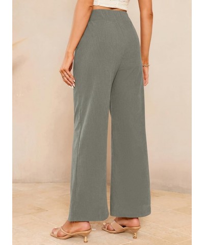 Corduroy Pants for Women 2023 Casual High Waisted Double Buttoned Stretchy Loose Fit Wide Leg Pants with Pockets Gray $22.43 ...