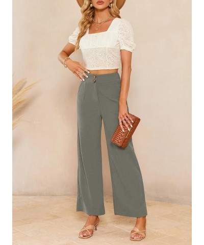 Corduroy Pants for Women 2023 Casual High Waisted Double Buttoned Stretchy Loose Fit Wide Leg Pants with Pockets Gray $22.43 ...